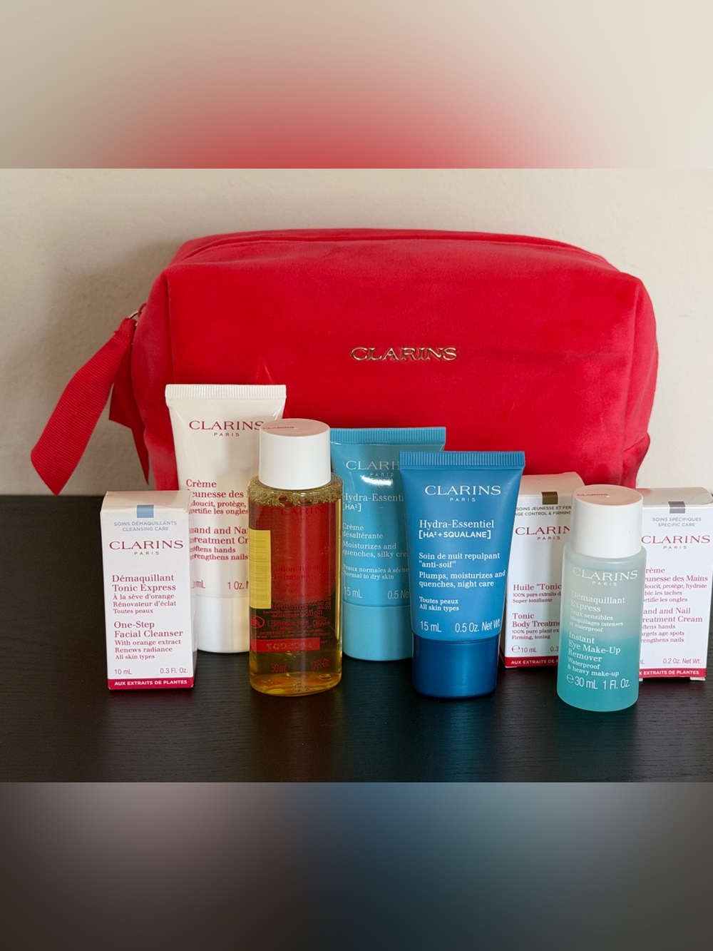 Clarins Travel Moisture Kit with Red Pouch